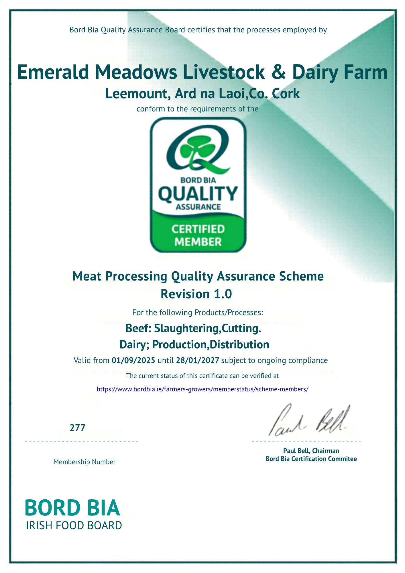 Emerald Meadows livestock sustainability standards